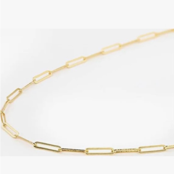 Elegant 10k Yellow Gold 1.7mm Paperclip 20 Inch Chain Necklace From Italy